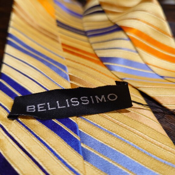Bellissimo Purple, Gold, Blue and Orange Striped Silk Tie - Picture 3 of 4